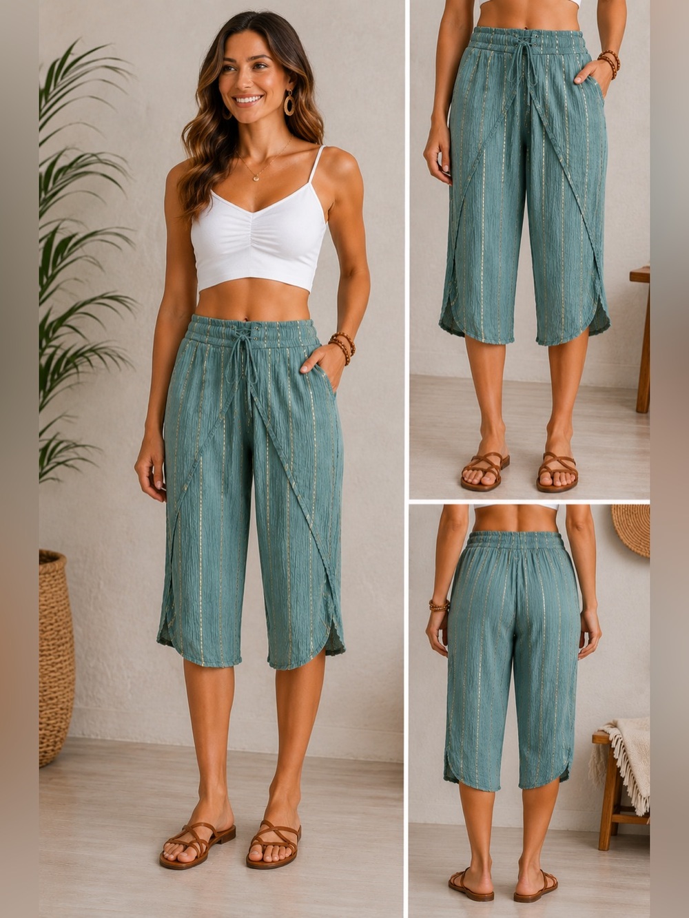 Rhea Pattern Print Capri Pants – NWT – One Size (Fits S/M) A29